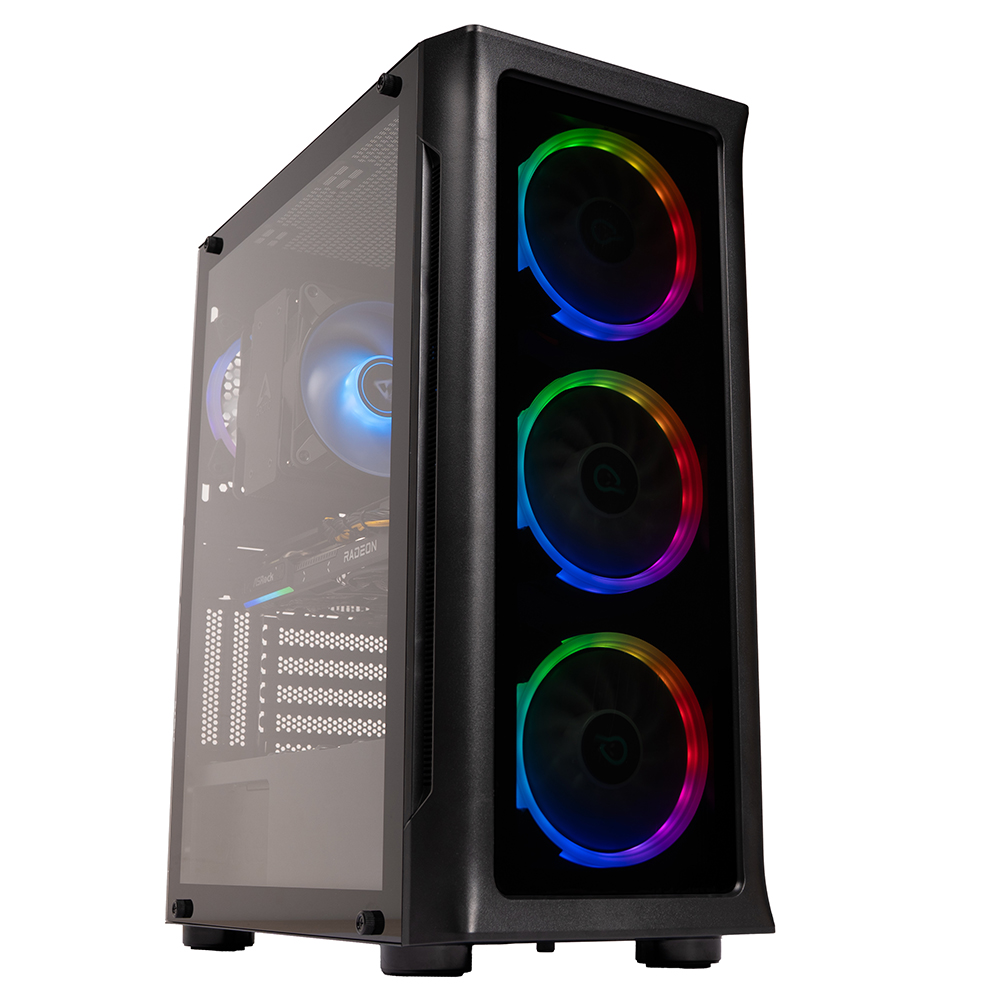 Sistem Desktop PC Gaming Spacer Conqueror, Ryzen 5 9600X, 32 GB DDR5, 2 TB SSD, Radeon RX 9060 XT Challenger 8GB OC, No OS, negru, "SPACER-Conqueror-10VN" (timbru verde 7 lei) - 5949046616149