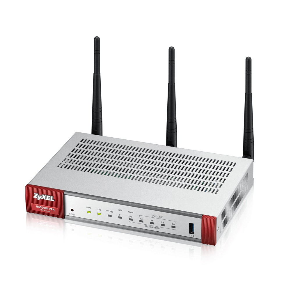 ROUTER ZYXEL ZyWall USG 20W, wired, port LAN 10/100/1000 x 4, port WAN 10/100/1000 x 1, "USG20W-VPN-EU0101F" (timbru verde 0.8 lei)