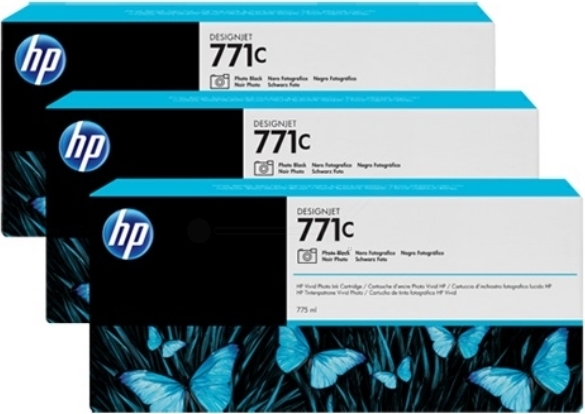 Tri-Pack Original HP Photo Black, nr.771C, pentru DesignJet Z6200, , (timbru verde 0.45 lei), "B6Y37A"
