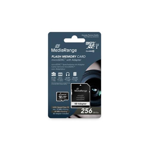 MediaRange Micro SDXC 256GB UHS-1 Class 10 with SD adapter "MR946" (timbru verde 0.03 lei)