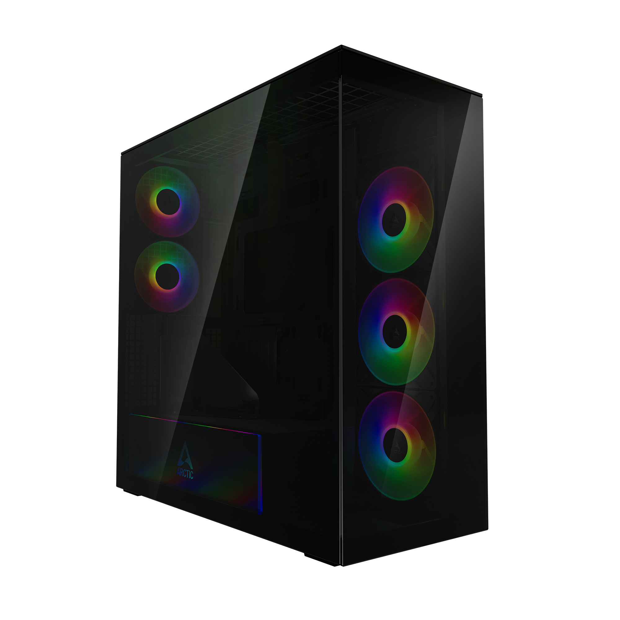 CARCASA Arctic "Xtender VG BK", mid tower, max 8xfan, 3x P14 Pro R A-RGB si 2x P12 Pro A-RGB instalate, shroud 24 LED ARGB, USB-C x 1, USB 3.2 x 2, audio+mic, 7 sloturi exp, GPU vertical, riser PCIe 4.0, negru, "ACPCC00016A" (timbru verde 0.4lei)