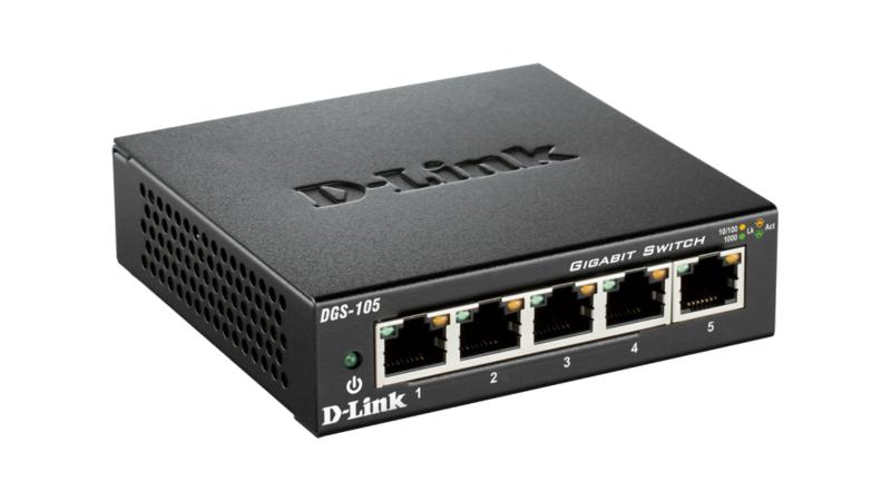 SWITCH D-LINK 5 porturi Gigabit. carcasa metalica, "DGS-105" (timbru verde 2 lei)