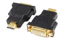 ADAPTOR video GEMBIRD, HDMI (T) la DVI-I DL (M), conectori auriti, black, "A-HDMI-DVI-3" (timbru verde 0.08 lei)