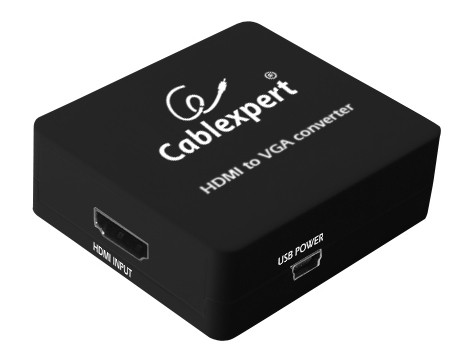 ADAPTOR video GEMBIRD, splitter HDMI (M) la VGA (M) + Jack 3.5mm (M), rezolutie maxima Full HD (1920 x 1080) la 60Hz, USB power, black, "DSC-HDMI-VGA-001" (timbru verde 0.08 lei)