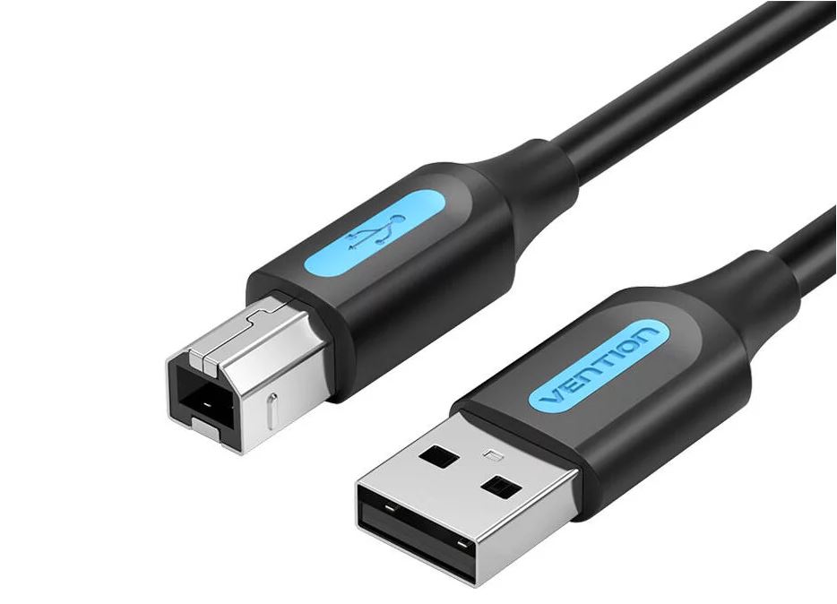 Cablu USB pt. imprimanta Vention, USB 2.0 (T) la USB 2.0 tip B (T), 2m , invelis PVC, negru, "COQBH" (timbru verde 0.18 lei) - 6922794748576