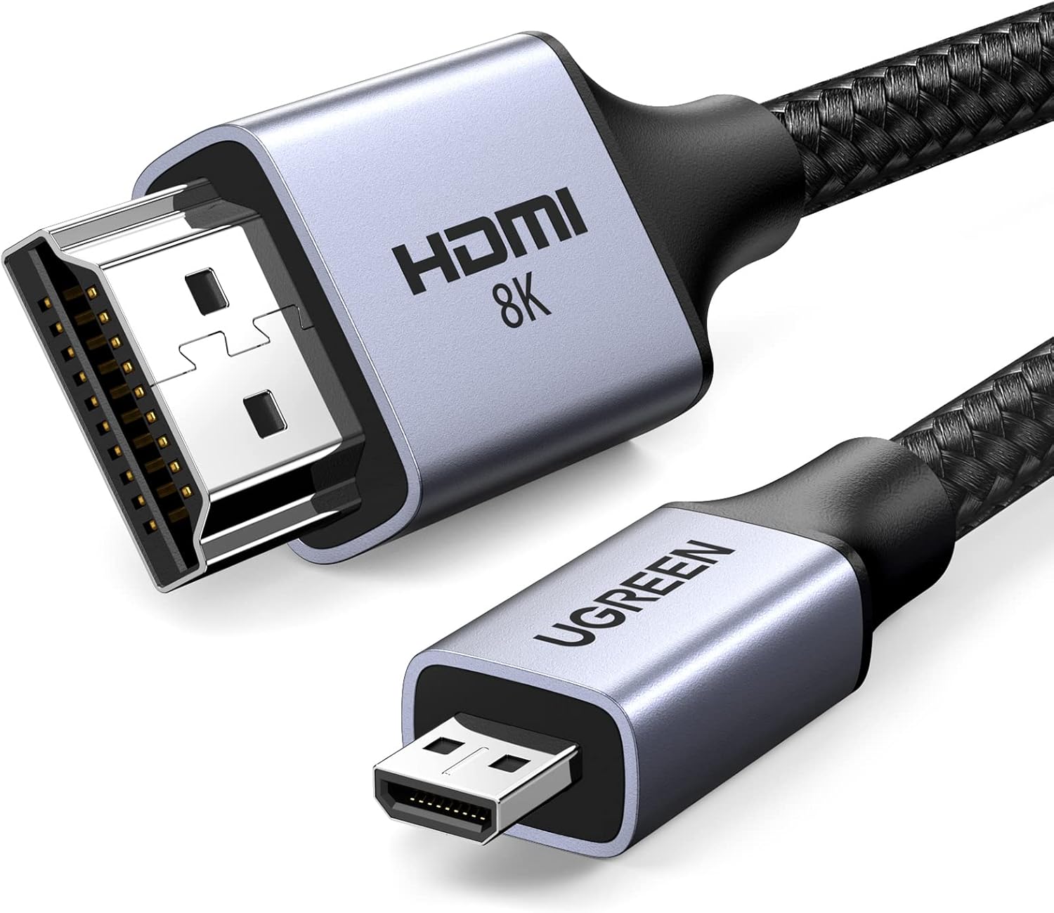 CABLU video Ugreen, "HD164" micro HDMI (T) la HDMI (T), rezolutie maxima 8K/60Hz, HDMI 2.1, braided, 2m, negru "15517" (timbru verde 2.00 lei)- 6941876215171