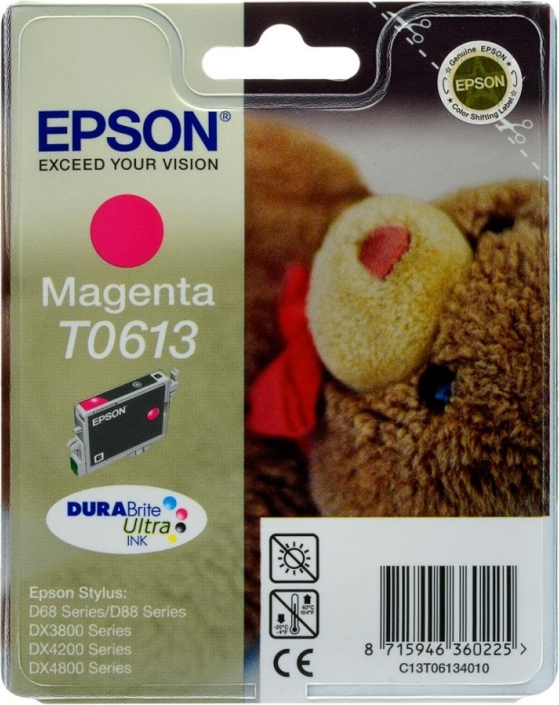 Cartus Cerneala Original Epson Magenta, T0613, pentru D88|D68PE|DX4800|DX4850|DX4200|DX4250|DX3800|DX3851, , (timbru verde 0.15 lei), "C13T06134010"(RAPO)