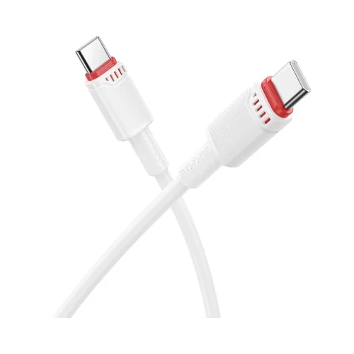 CABLU alimentare si date Borofone "BX110", Fast Charging Data Cable pt. smartphone, USB Type-C la USB Type-C, 60W, 1m, alb "6941991120770" (timbru verde 0.18 lei)