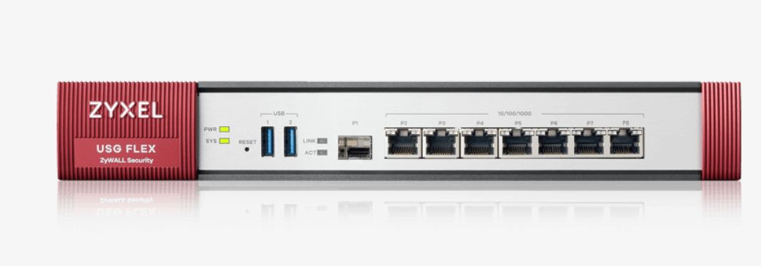 FIREWALL ZYXEL USGFLEX500, 7x LAN/DMZ, 1x SFP, 810 Mbps, IKEv2, IPSec, SSL, L2TP/IPSec, fanless, "USGFLEX500-EU0101F" (timbru verde 4.00 lei)
