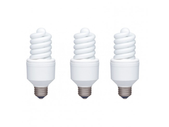 SET 3 becuri fluorescent Panasonic, soclu E27, putere 18W, forma spirala, lumina alb calda, alimentare 220 - 240 V, "EFD18E27HD-3" (timbru verde 1.35 lei)