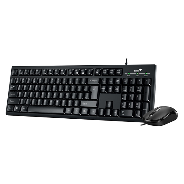 KIT wired GENIUS USB, tastatura 104 taste (concave) + mouse optic 1200dpi, 3 butoane, AI key, black, "KM-100SE" "31330009400" (timbru verde 0.8 lei)