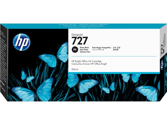 Cartus Cerneala Original HP Photo Black, nr.727, pentru DesignJet T1530|T2530|T930, 300ml, (timbru verde 0.15 lei), "F9J79A"