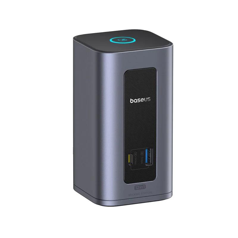 DOCKING Station Baseus Nomos NU1 Air Spacemate 12-in-1, conectare PC USB-C, 2xHDMI 2K@60,2xDP2K@60,2xUSB-C (10Gbps),2xUSB-A 5Gb,2xUSB-A,RJ45,PD 100W, gri "B0114400" (timbru verde 0.18 lei) - 6953156210981