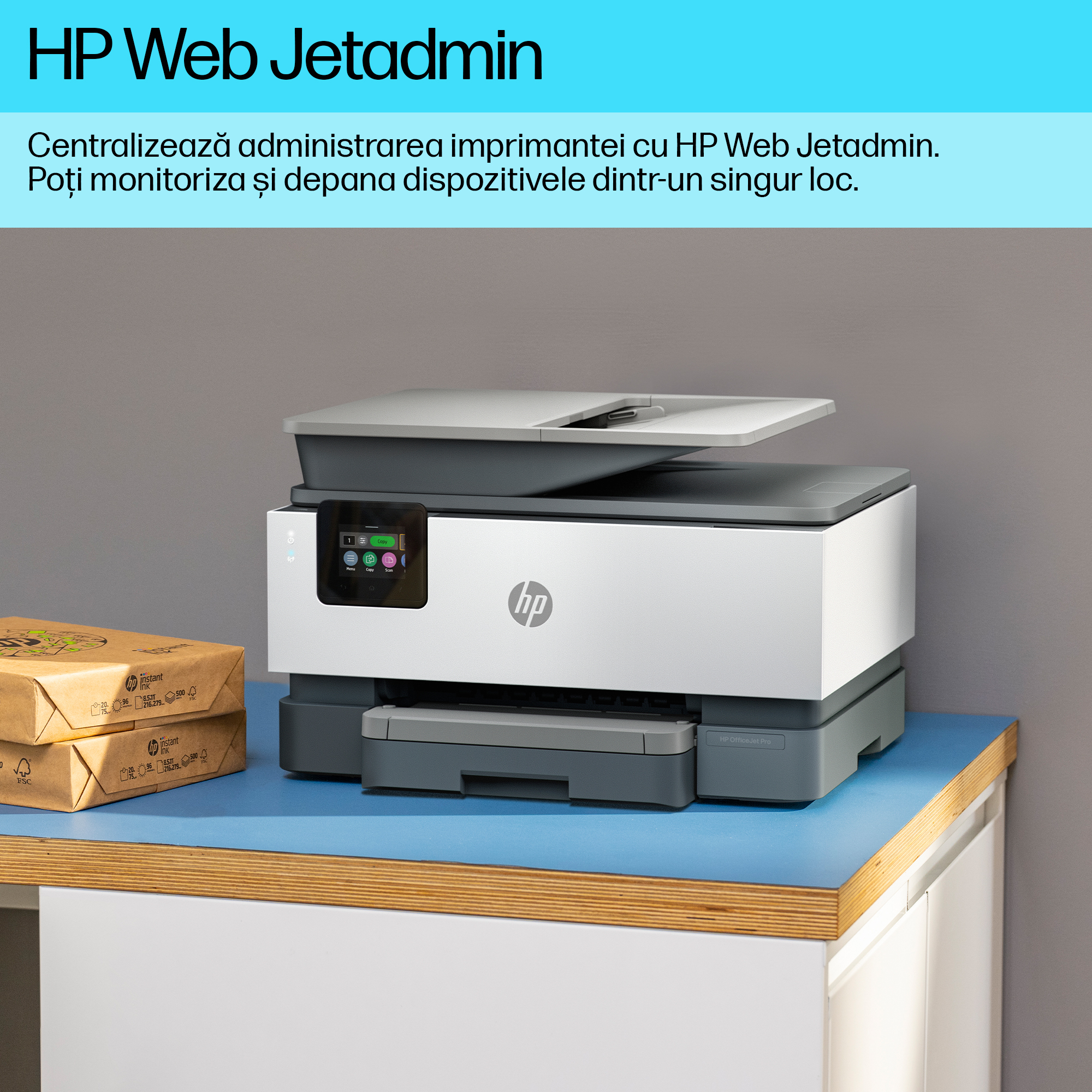 Multifunctional InkJet Color HP, OFFICEJET PRO 9120B, A4, Functii: Impr.|Scan.|Cop.|Fax, Vit.Print. 20ppm, Conectivitate:USB|WIFI|RET, Duplex:Da, ADF:ADF(incl.TV 8lei) "4V2N0B" - imagine 8