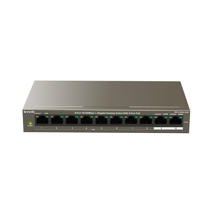 TENDA 9-PORT PoE SWITCH TEG1109P-8-102W "TEG1109P-8-102W" (timbru verde 2 lei)