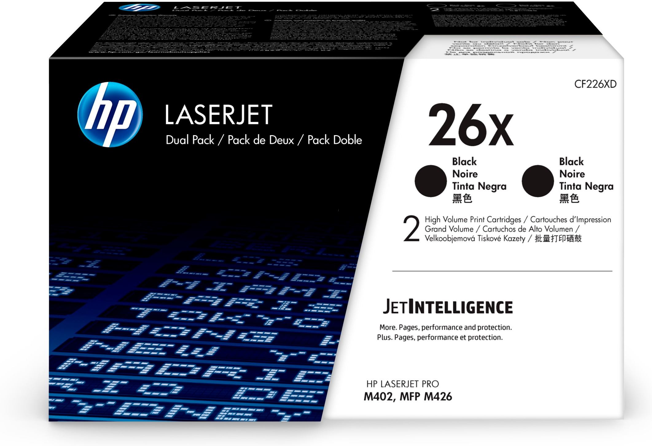 Dual-Pack Original HP Black, nr.26X, pentru LaserJet Pro M402|M426, 2 x 9K, (timbru verde 1.2 lei) , "CF226XD"