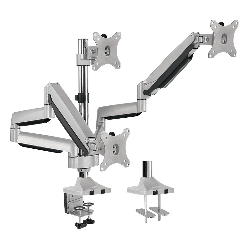 SUPORT de birou LOGILINK, pt 3 TV/monitor plat, curbat, diag. max 32 inch, rotatie, inclinare, pivotare, orizontala, verticala, totala, max 7 Kg x 3, "BP0052"