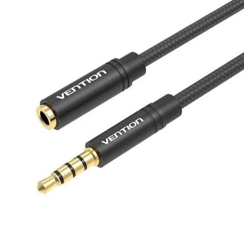 Cablu audio prelungitor Vention, Jack 3.5mm (T) la Jack 3.5mm (M), 1m, negru, "BHBBF" (timbru verde 0.08 lei)