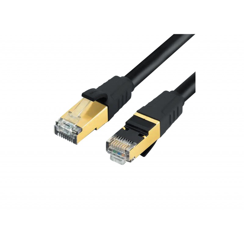 Patchcord SFTP RJ45-RJ45 Cat.7, LSZH, 0.5m, negru - EMTEX "SFTP-7-0.5-BK-LSZH-EMT" (timbru verde 0.08 lei)