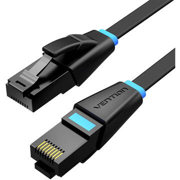 Patch cord UTP Vention, Cat. 6, RJ-45 (T) la RJ-45 (T), 1m, AWG32, 1000Mbps, plat, negru, "IBJBF" (timbru verde 0.08 lei) - 6922794745926