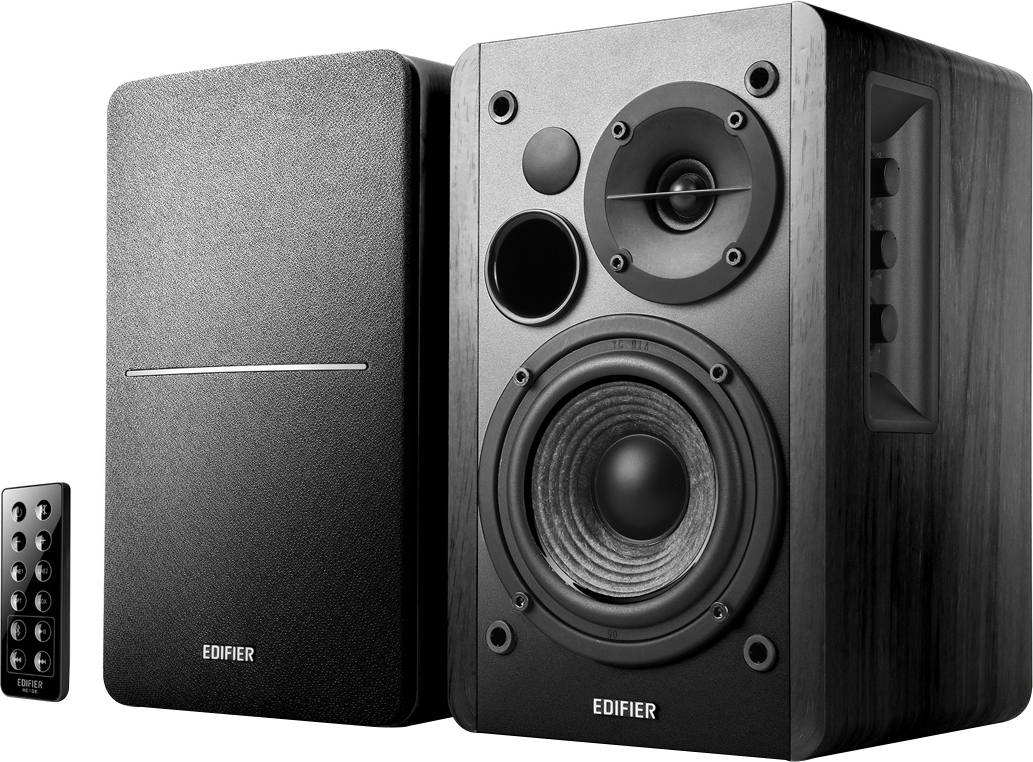 BOXE EDIFIER 2.0, RMS: 42W (2 x 21W), bluetooth, telecomanda wireless, volum, bass, treble, optical, black, "R1280DB" (timbru verde 11.00 lei)
