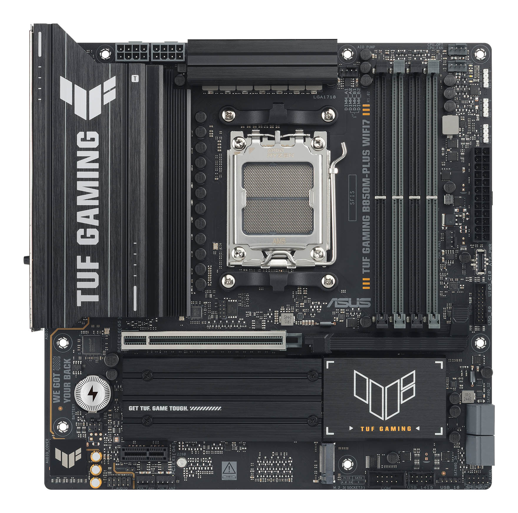 ASUS TUF GAMING B850M-PLUS WIFI7 AM5 4xDDR5 mATX Pciex5 DP HDMI USB MB "TUF GAMING B850M-PLUS WIFI7" (timbru verde 0.18 lei)