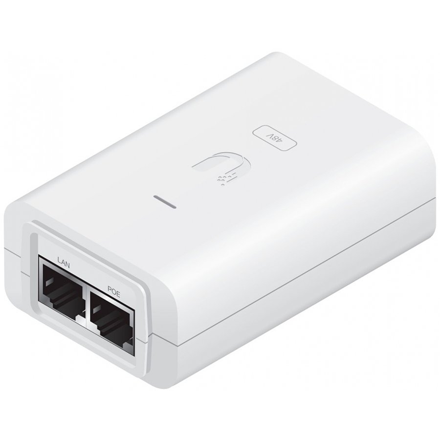 INJECTOR PoE UBIQUITI, port Gigabit x 2, unmanaged, nerackabil, carcasa metalica, "POE-48-24W-G_EU" (timbru verde 2 lei)