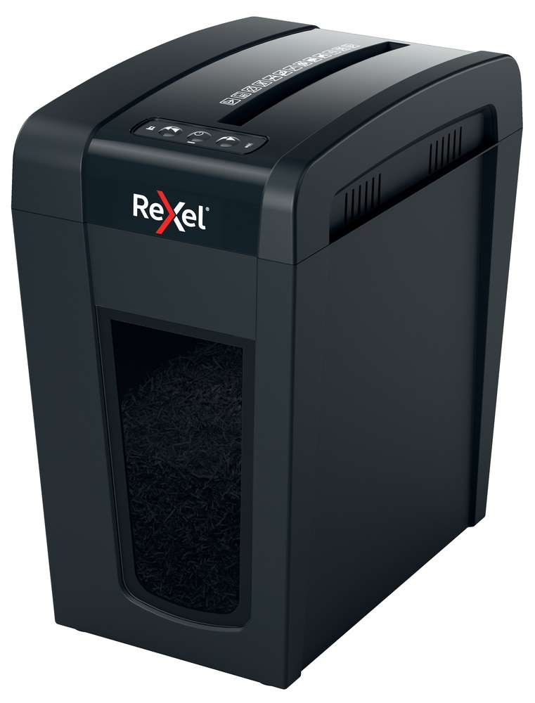 Distrugator manual documente Rexel SECURE X10 Slim, 10 coli, P4, cross-cut (tip confeti), cos 18 litri, negru, "2020127EU" (timbru verde 11 lei)