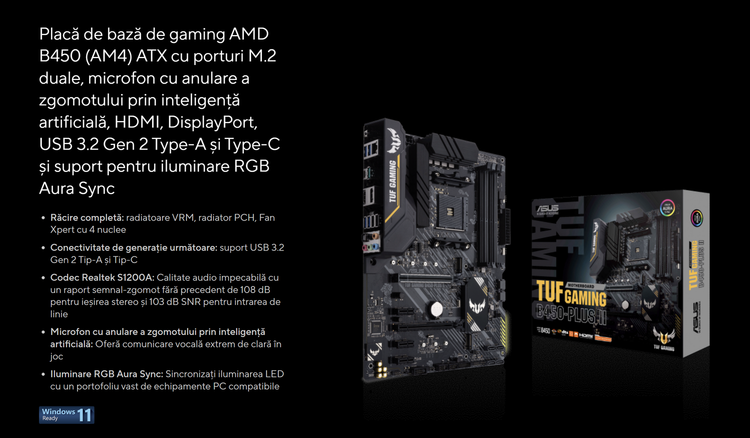 Placa de baza Asus TUF GAMING B450-PLUS II-(RSG)"TUF GAMING B450-PLUS II-(RSG)" - imagine 4