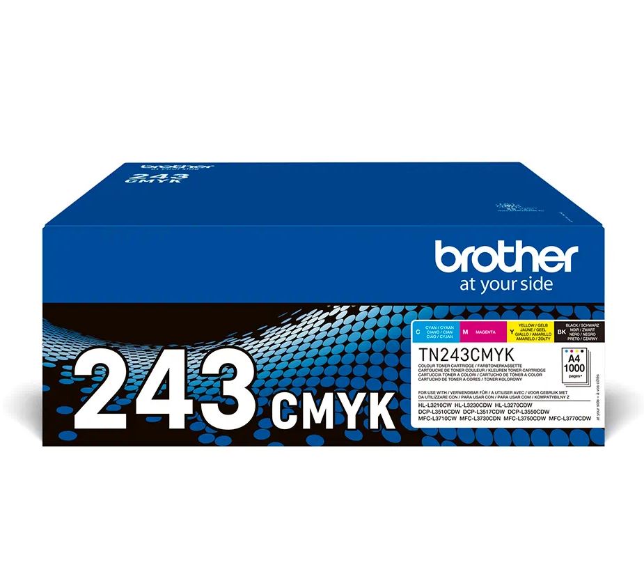 Combo-Pack Original Brother CMYK, TN243CMYK, pentru HL-L3210|L3270|DCP-L3510|L3550|MFC-L3730|L3770, 1K, (timbru verde 1.2 lei) , "TN243CMYK"