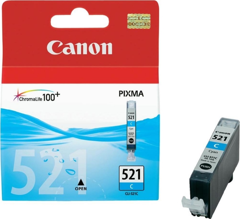 Cartus Cerneala Original Canon Cyan, CLI-521C, pentru iP3600|iP4600|MP540|MP620, , (timbru verde 0.15 lei), "BS2934B001AA"