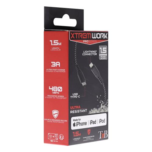 TNB XTREMWORK power delivery Lightning to USB Type-C cable "XCBLTC150" (timbru verde 0.08 lei)