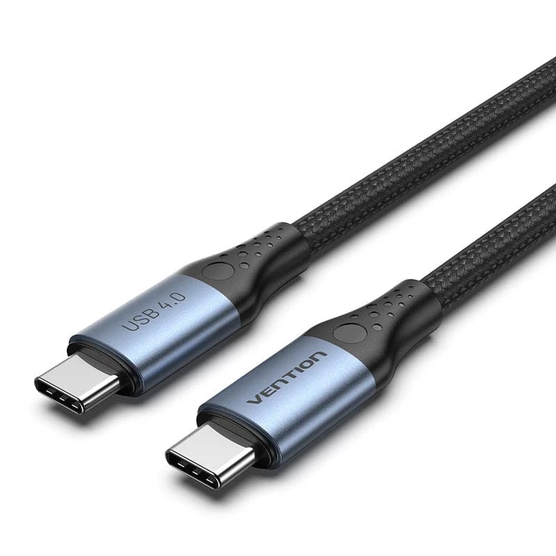 Cablu alimentare si date Vention, USB Type-C (T) la USB Type-C (T), 1m, 40 Gbps, 5A, TPE + braided, negru, "TAVHF" (timbru verde 0.08 lei) -6922794769069