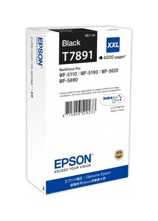 Cartus Cerneala Original Epson Black, T7891, pentru Workforce Pro Wf-5620Dwf, , (timbru verde 0.15 lei), "C13T789140"(RAPO)