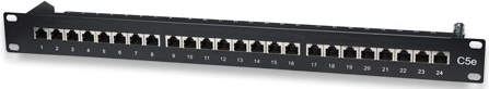 PATCH PANEL INTELLINET 24 porturi, FTP, Cat5e ecranat, 1U pentru rack 19" "513487"
