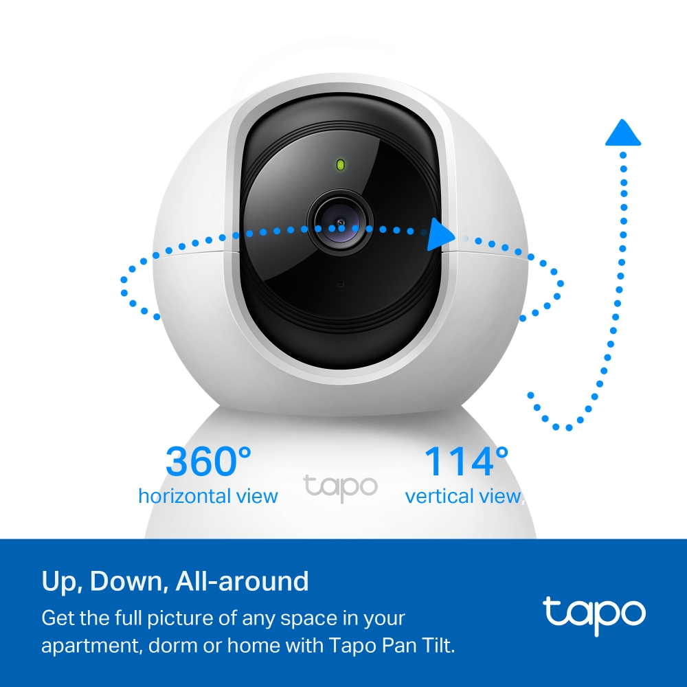 CAMERA IP TP-LINK, include 2 bucati Tapo C200, wireless, cube, pt. interior, dist. IR 9 m, tip lentila fixa 4 mm, 2 Mpx, microfon, carcasa plastic, slot SD card, "Tapo C200P2" (timbru verde 0.8 lei)