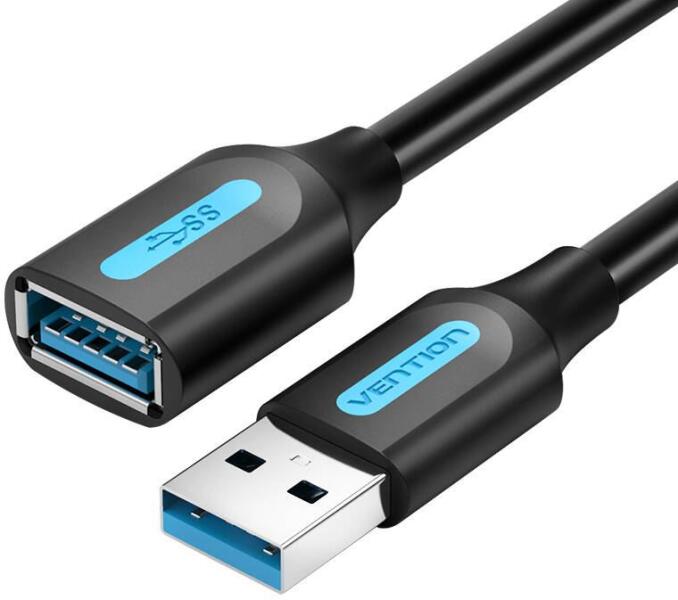 Cablu USB prelungitor Vention, USB 3.0 A (T) la USB 3.0 A (M), 5m, PVC, negru, "CBHBJ" (timbru verde 0.08 lei) -6922794779938