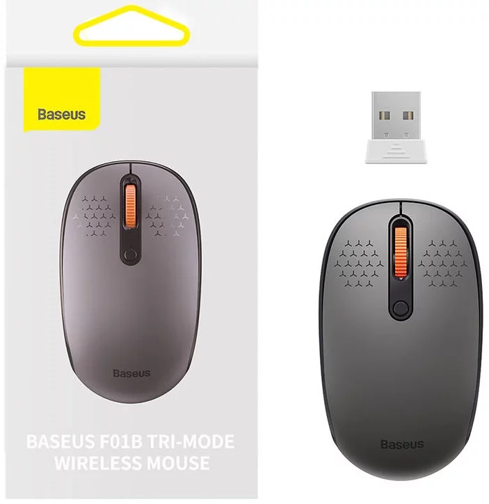 MOUSE Baseus PC sau NB wireless, 2.4GHz si Bluetooth, optic, 800/ 1200/1600 dpi,butoane/scroll 3/1, gri,"B01055503833-00" (timbru verde 0.18 lei) - 6932172632878