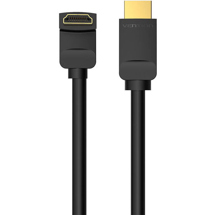 Cablu video Vention, HDMI(T) la HDMI(T), 2m, rezolutie maxima 4K la 60Hz, conectori auriti, cupru, unghi 270 grade, negru, "AAQBH" (timbru verde 0.18lei) - 6922794745360