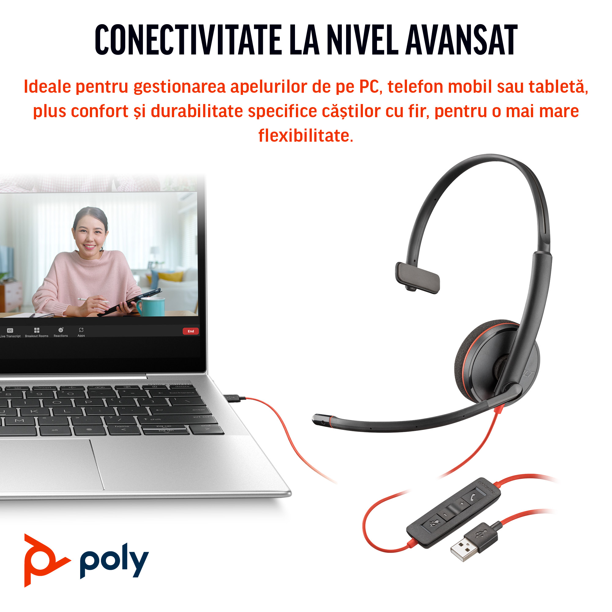 Poly BW 3210 USB-C HS +USB-C/A (Bulk)"8X214A6" - imagine 4