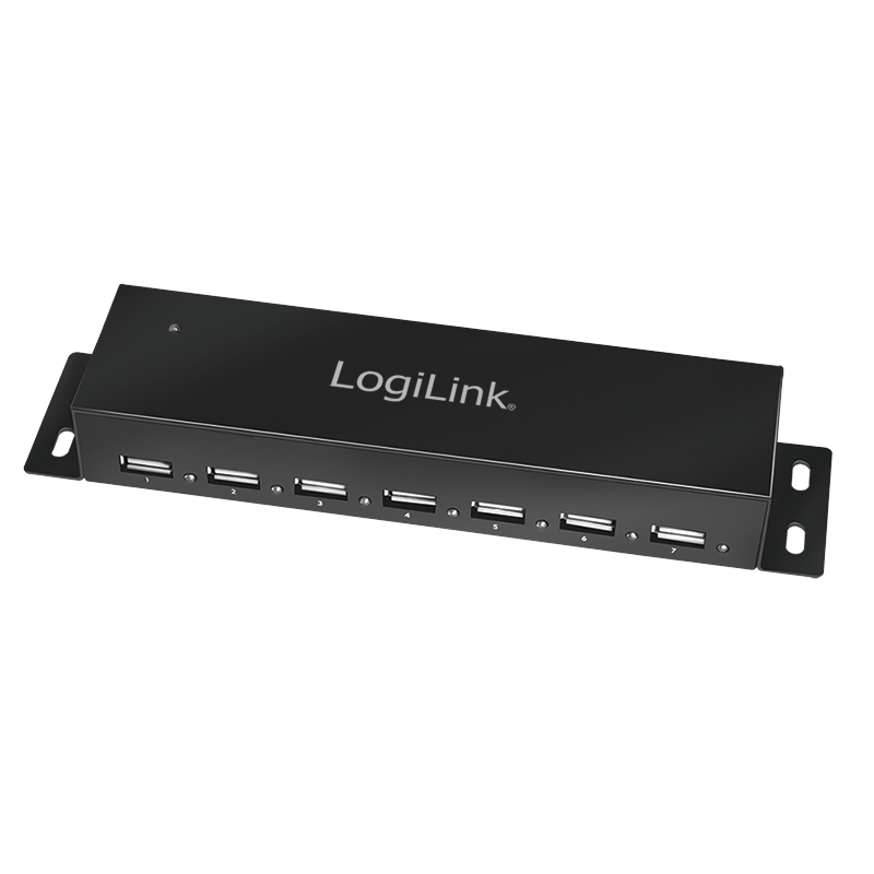 HUB extern LOGILINK, porturi USB: USB 2.0 x 7, conectare prin USB 2.0, metal, negru, "UA0148" (timbru verde 0.8 lei)