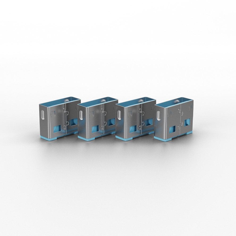 Lindy USB Port Locks 4x Blue+Key, "LY-40452"