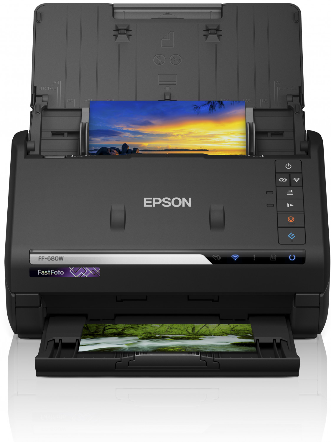 SCANNER EPSON FASTFOTO FF-680W, A4, tip sheetfed, viteza scanare: 46ppm alb-negru si color, rez. optica 6400x9600dpi, senzor CIS, Duplex,interfata: USB 3.0, Wireless "B11B237401" , (timbru verde 4 lei)(RAPO)