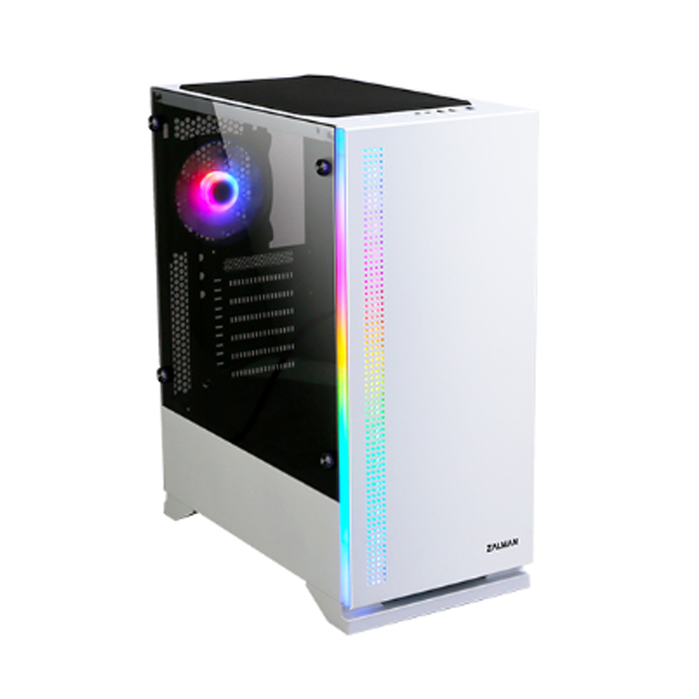 CARCASA Zalman "S5", middle tower, gaming, fara sursa, suporta 8xfan, 2xfan inclus, PSU shroud, USB 3.1 gen1 x 1, USB 2.0 x 2, audio+mic, 7 sloturi expansiune, alb, "S5 WHITE" (timbru verde 0.16lei)