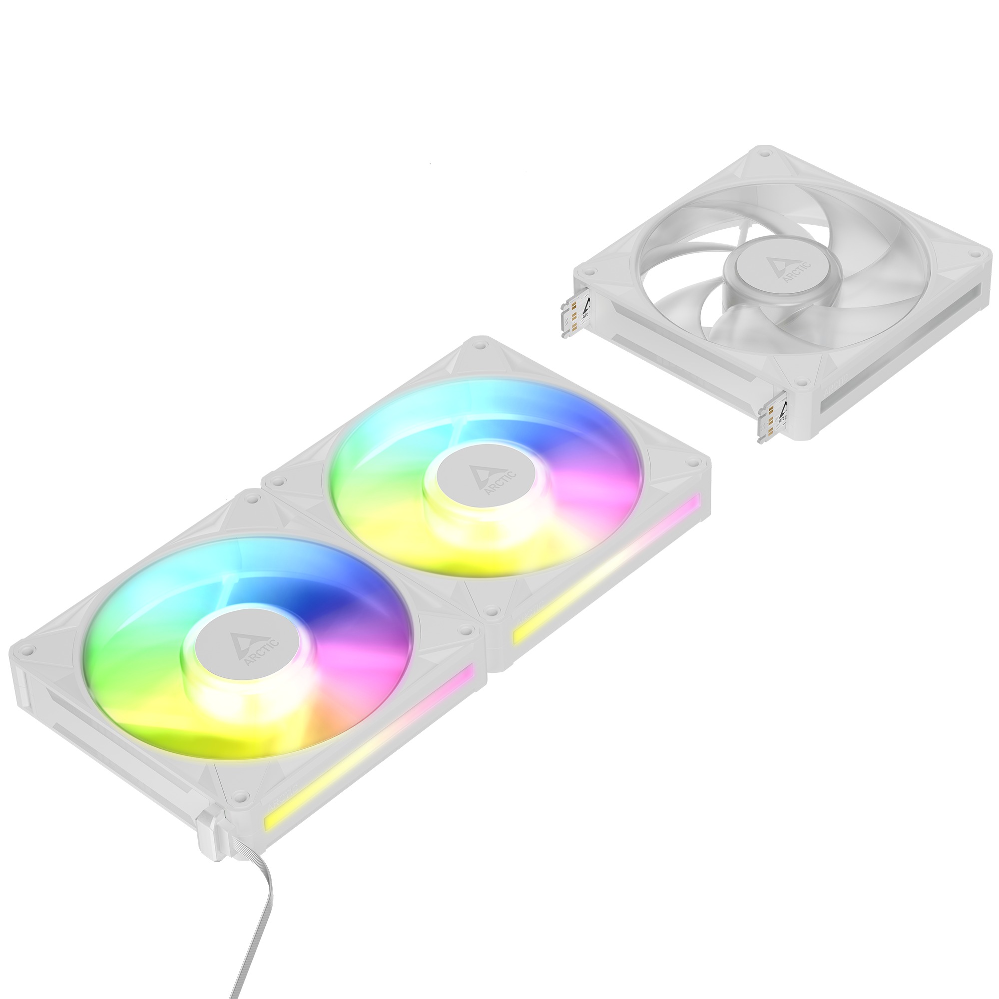 Set 3 ventilatoare Arctic "BioniX P14 A-RGB Wh", 140mm, 450 - 3000 RPM, FDB, 76 cfm, 4-Pin PWM | 3-pin ARGB, alb, "ACFAN00342A" - imagine 10