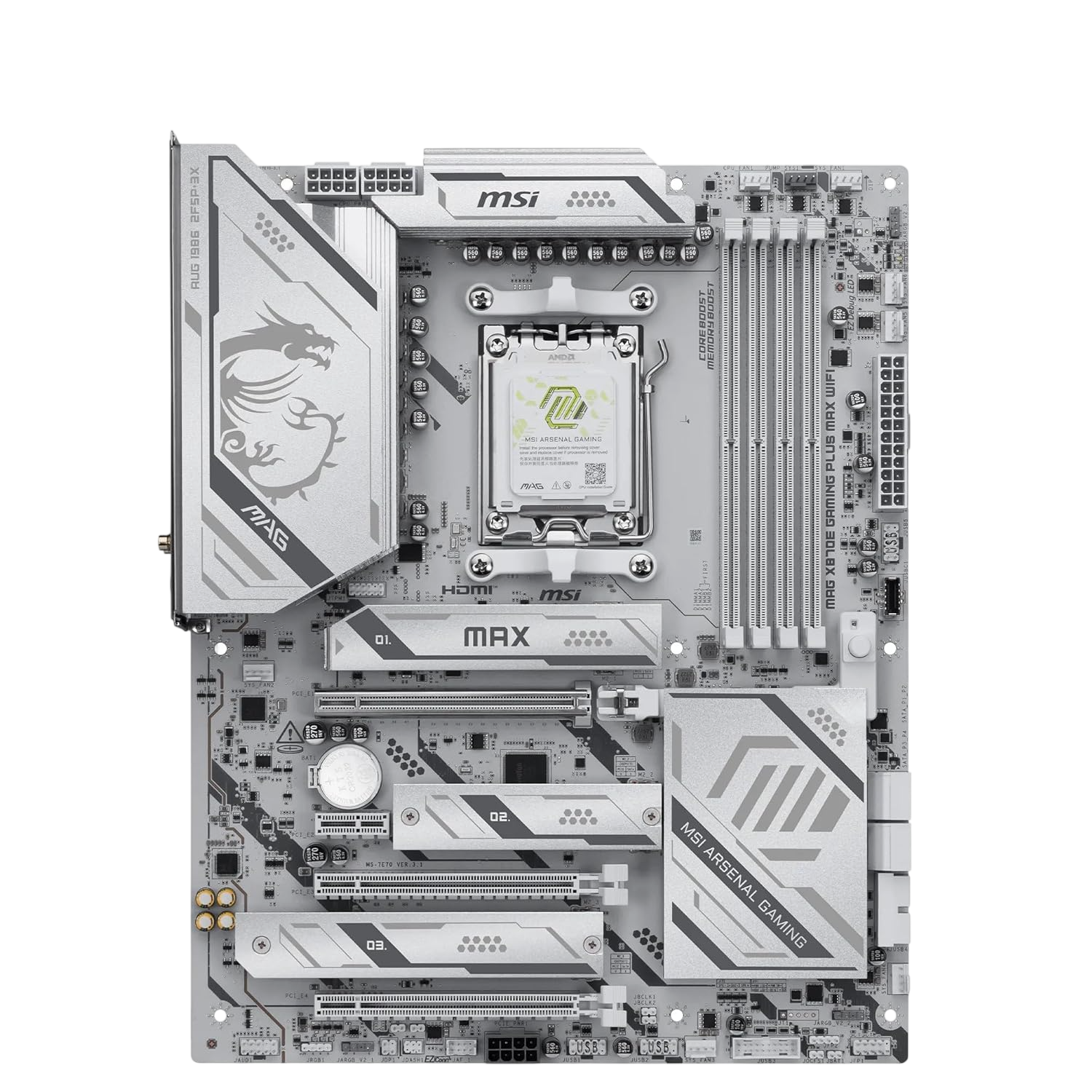 Placa de baza MSI MAG X870E GAMING PLUS MAX WIFI, AM5, DDR5, Wi-Fi, BT, ATX, Alb 7E70-016R "MAG X870E GAMING PLUS MAX WIFI"