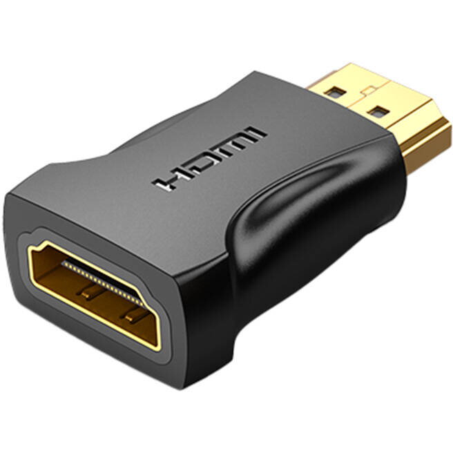 Adaptor video Vention, HDMI(T) la HDMI(M), rezolutie maxima 4K la 60Hz, conectori auriti, invelis PVC, negru, "AIMB0" (timbru verde 0.03lei) - 6922794747852