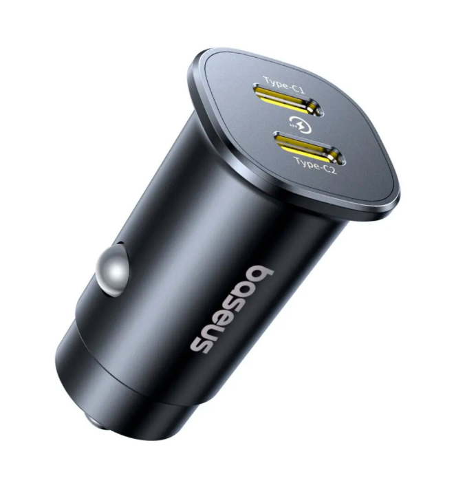 INCARCATOR auto Baseus GoTrip DP1, Quick Charge 30W, 2 x USB Type-C, pt. bricheta auto, negru "C00072300123-01" (timbru verde 0.18 lei) - 6932172687243