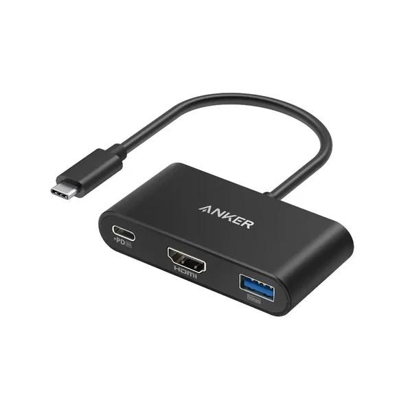 DOCKING Station Anker 3-in-1, porturi: HDMI (M) 4K 30Hz, USB 3.2 gen 1, PD 100W, , conectare prin USB Type-C (T), rata transfer 5 Gbps, ABS, gri, "A8339HA1" (timbru verde 0.18 lei) - 0194644023157