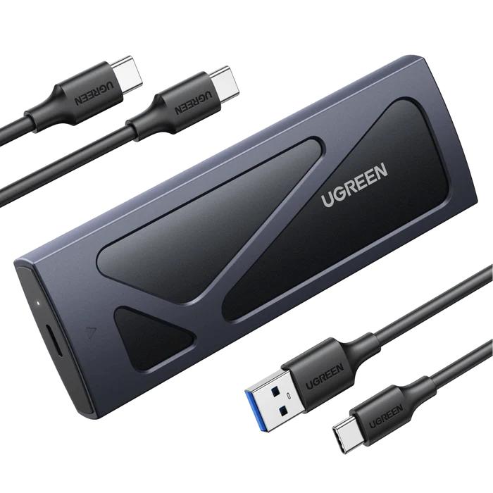 RACK extern Ugreen, "CM578" pt SSD M.2 NVMe; PCIE 3.0 compatibil cu form factor 2230/2242/2260/2280, cablu 50cm USB-C la USB-C,10Gbps, aluminiu, gri "15512" (timbru verde 0.8lei) - 6941876215126